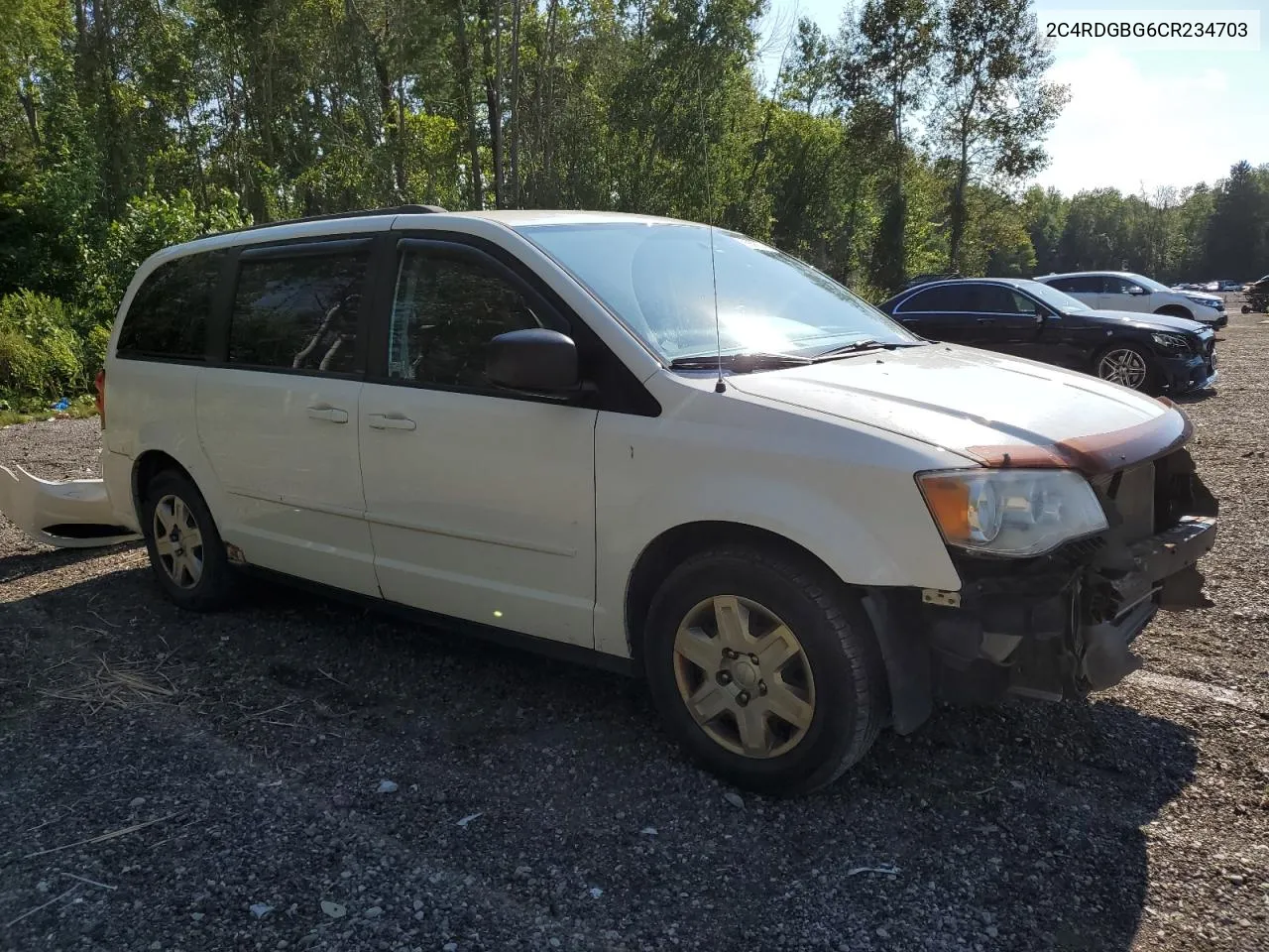 2012 Dodge Grand Caravan Se VIN: 2C4RDGBG6CR234703 Lot: 66858834