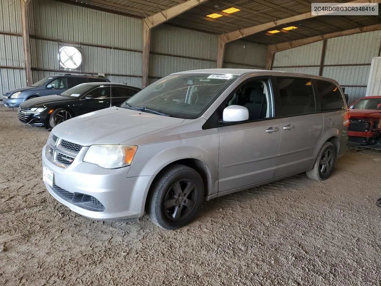 2012 Dodge Grand Caravan Se VIN: 2C4RDGBG3CR348416 Lot: 67901354