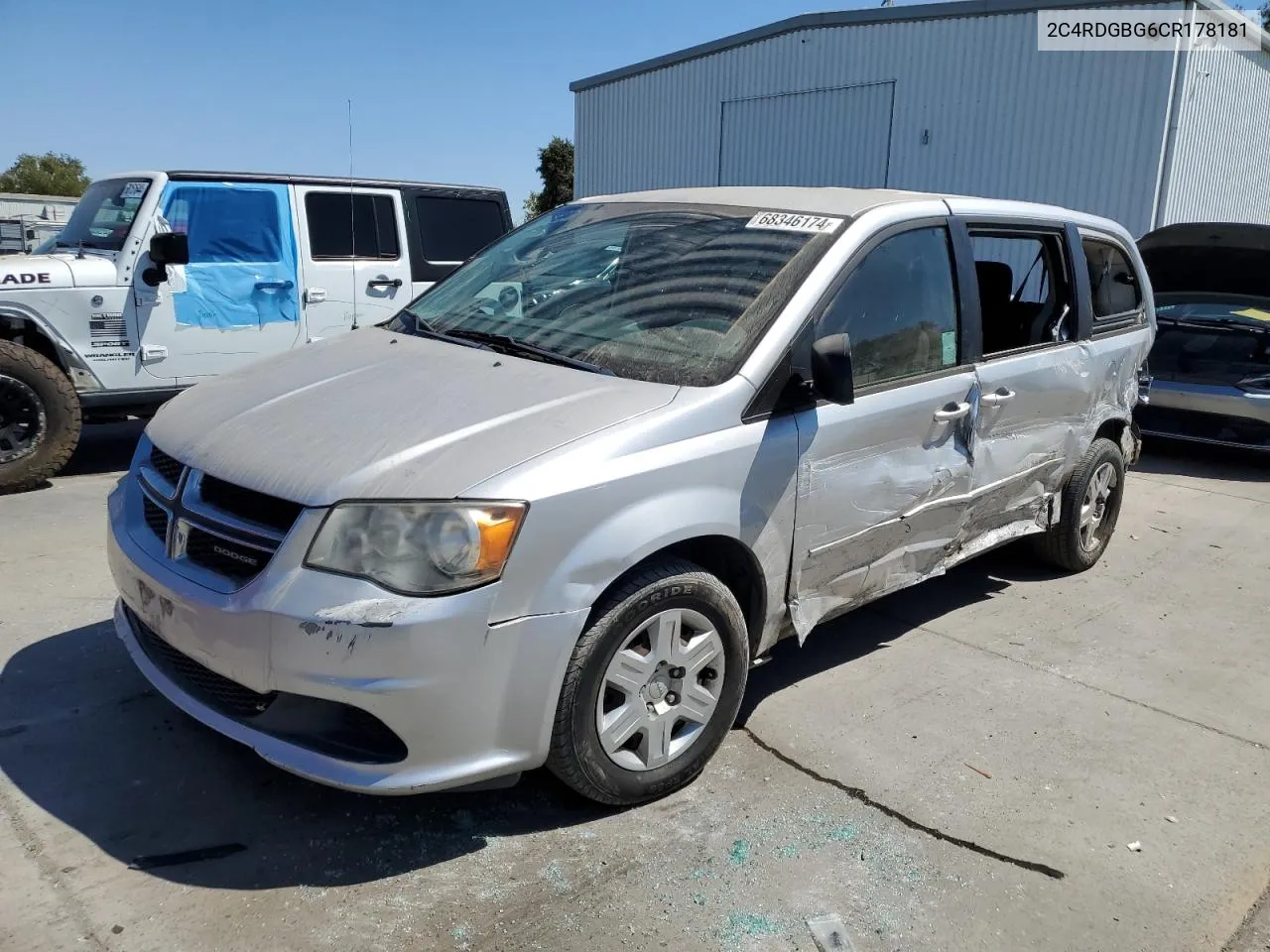 2012 Dodge Grand Caravan Se VIN: 2C4RDGBG6CR178181 Lot: 68346174