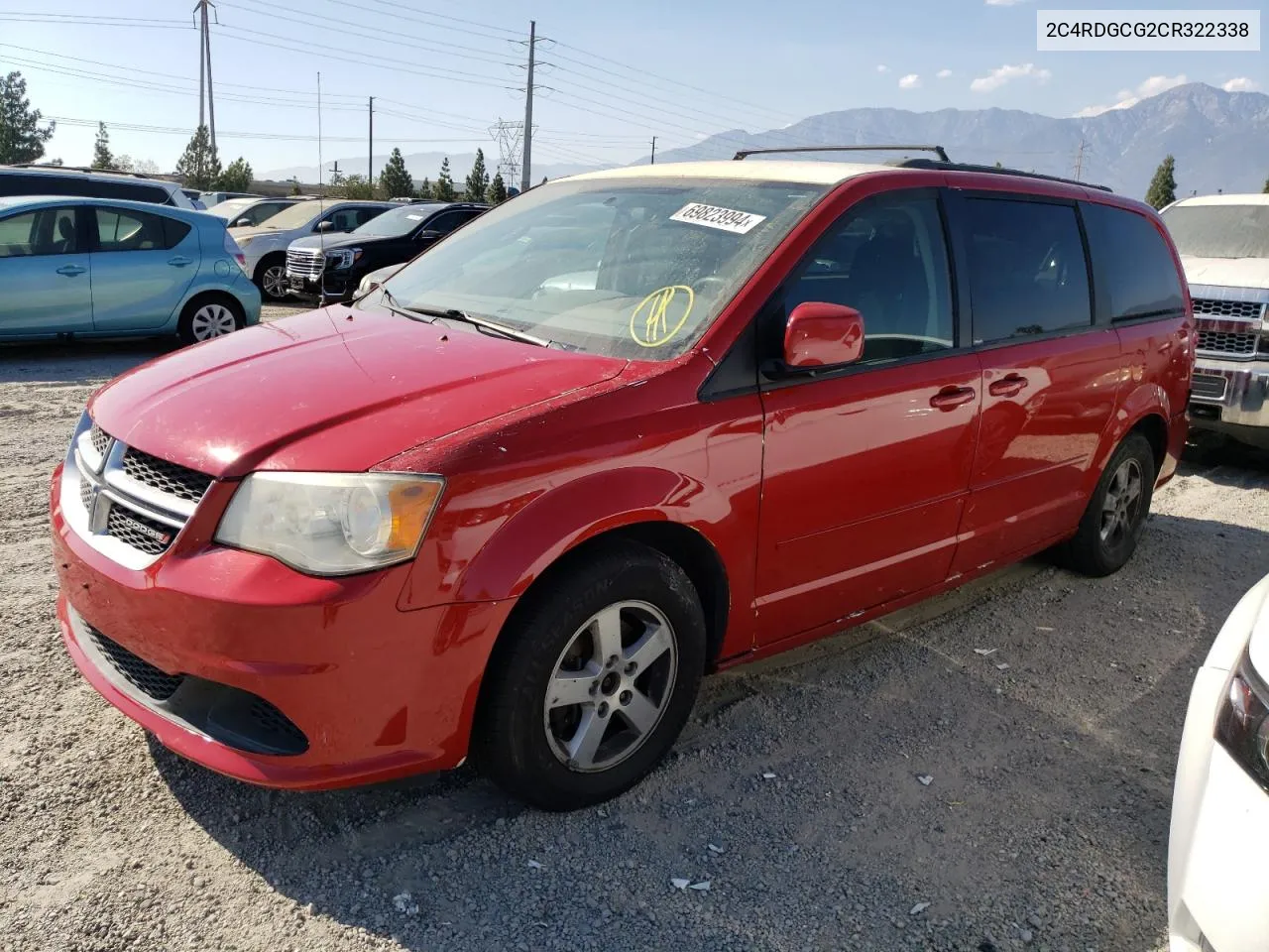 2012 Dodge Grand Caravan Sxt VIN: 2C4RDGCG2CR322338 Lot: 69823994