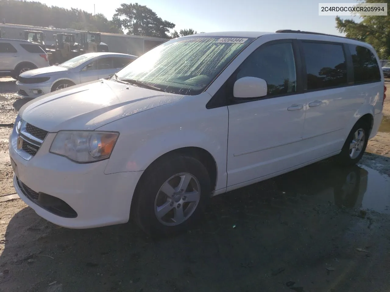 2012 Dodge Grand Caravan Sxt VIN: 2C4RDGCGXCR205994 Lot: 73204344