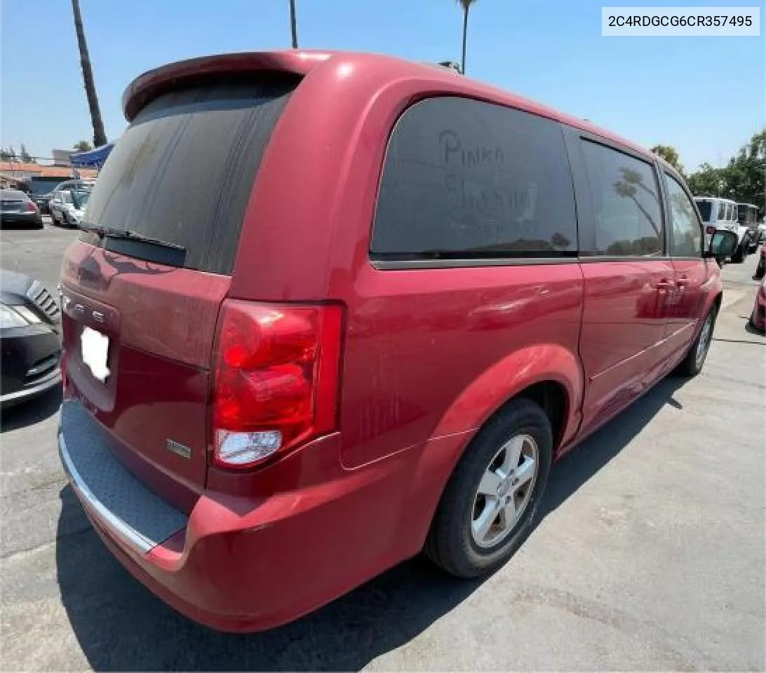 2012 Dodge Grand Caravan Sxt VIN: 2C4RDGCG6CR357495 Lot: 73611074