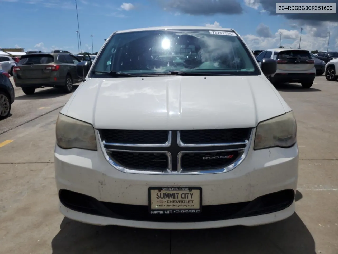 2012 Dodge Grand Caravan Se VIN: 2C4RDGBG0CR351600 Lot: 73737134