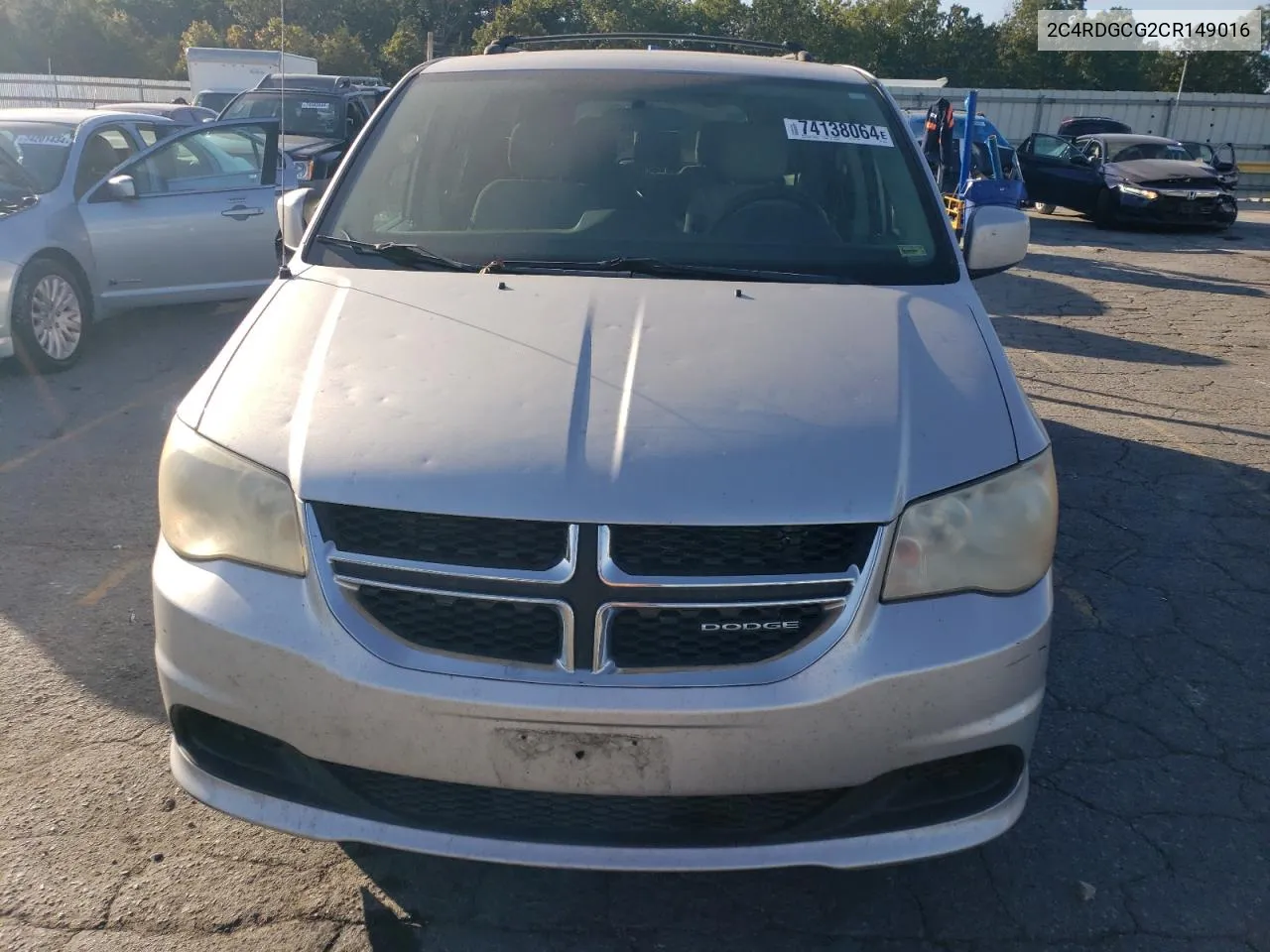 2012 Dodge Grand Caravan Sxt VIN: 2C4RDGCG2CR149016 Lot: 74138064