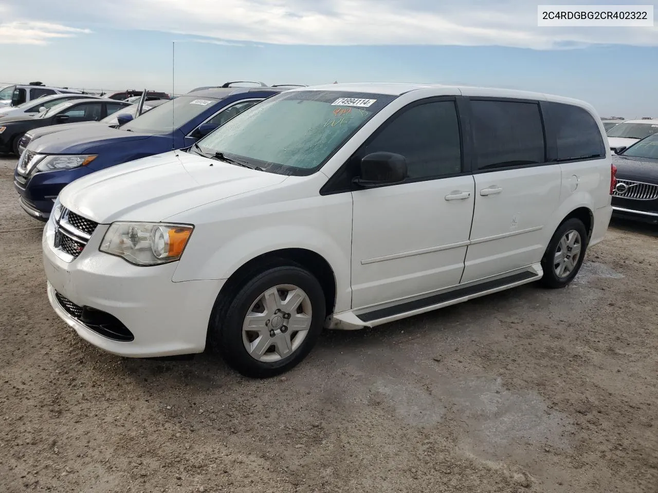 2012 Dodge Grand Caravan Se VIN: 2C4RDGBG2CR402322 Lot: 74994114