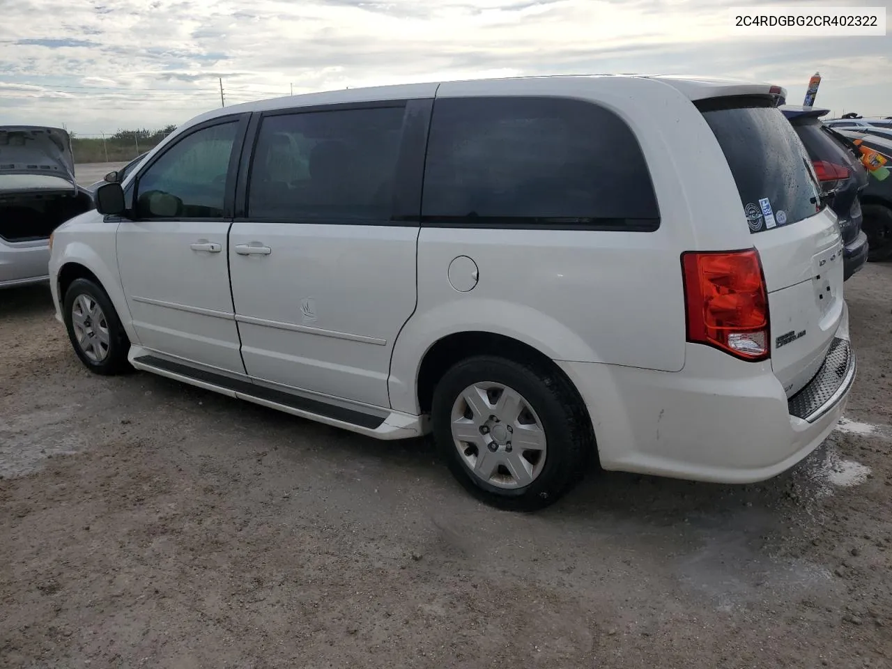 2012 Dodge Grand Caravan Se VIN: 2C4RDGBG2CR402322 Lot: 74994114