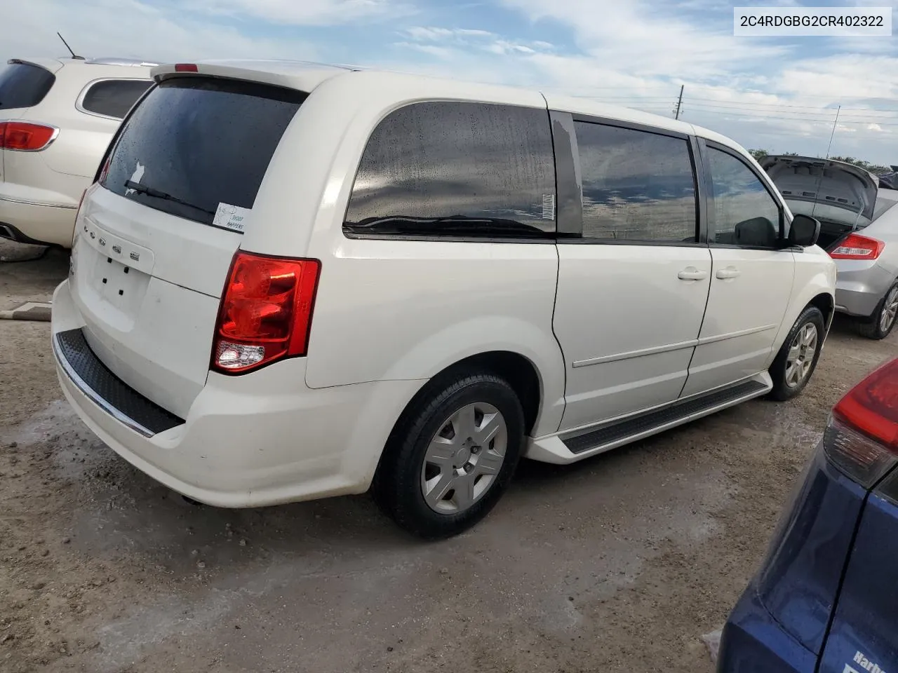 2012 Dodge Grand Caravan Se VIN: 2C4RDGBG2CR402322 Lot: 74994114