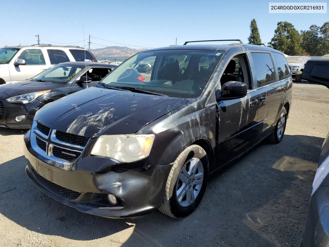 2012 Dodge Grand Caravan Crew VIN: 2C4RDGDGXCR216931 Lot: 75039724