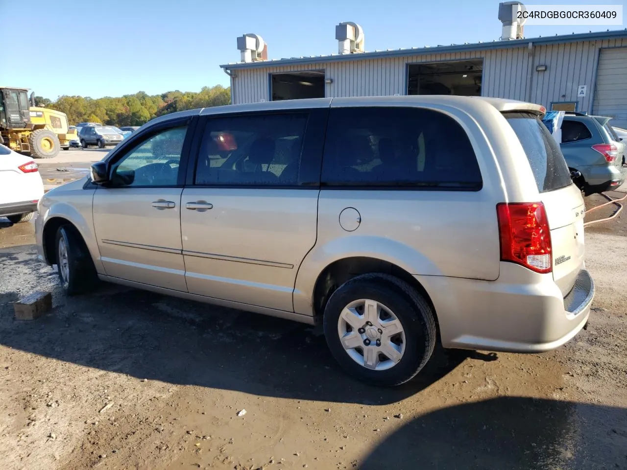 2012 Dodge Grand Caravan Se VIN: 2C4RDGBG0CR360409 Lot: 76114284