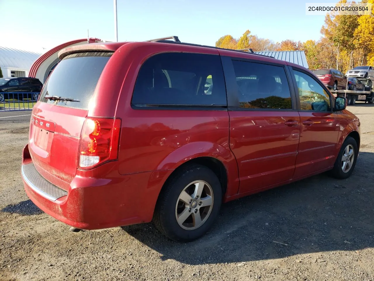 2012 Dodge Grand Caravan Sxt VIN: 2C4RDGCG1CR203504 Lot: 77042794