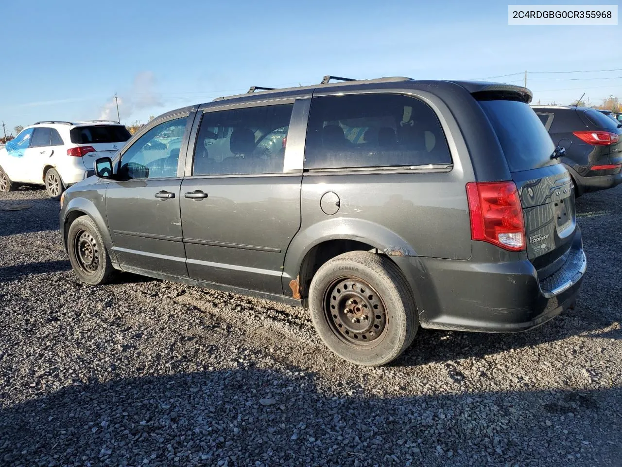 2012 Dodge Grand Caravan Se VIN: 2C4RDGBG0CR355968 Lot: 77397234