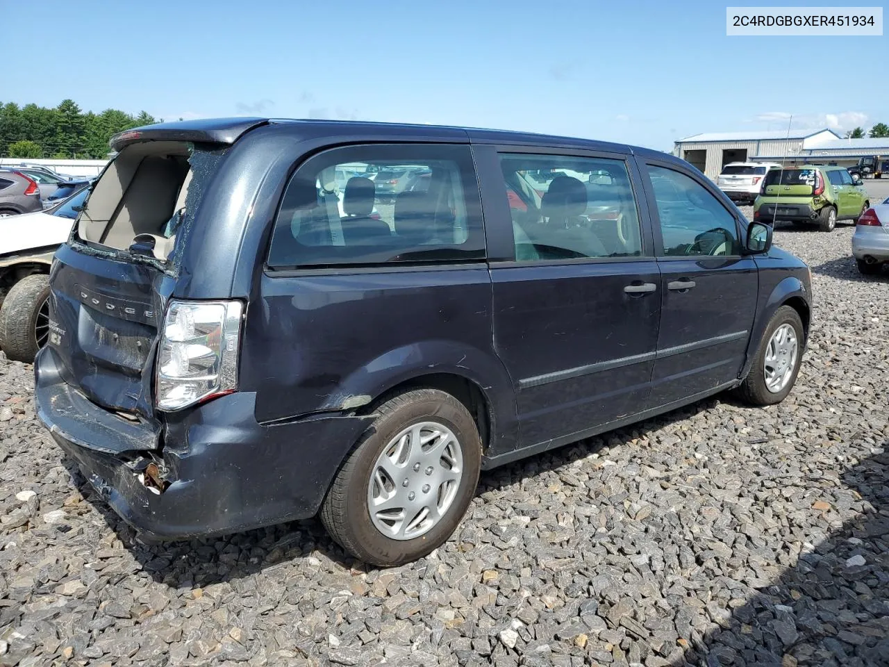 2014 Dodge Grand Caravan Se VIN: 2C4RDGBGXER451934 Lot: 71005684