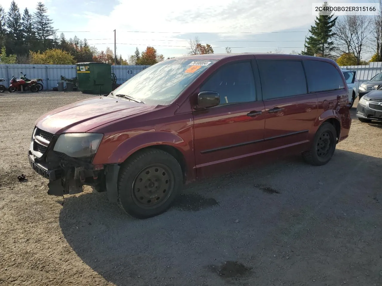 2014 Dodge Grand Caravan Se VIN: 2C4RDGBG2ER315166 Lot: 76108854