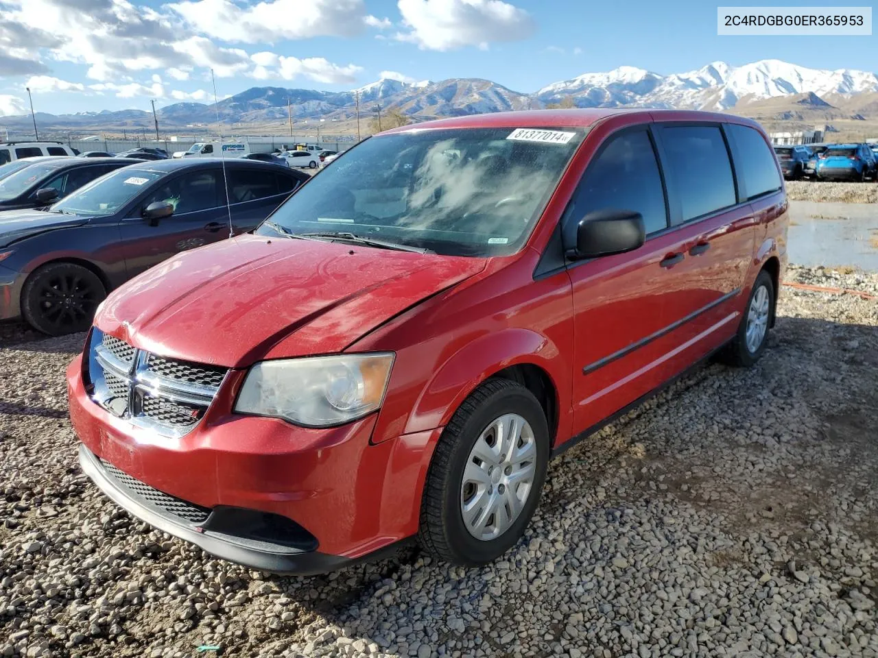 2014 Dodge Grand Caravan Se VIN: 2C4RDGBG0ER365953 Lot: 81377014