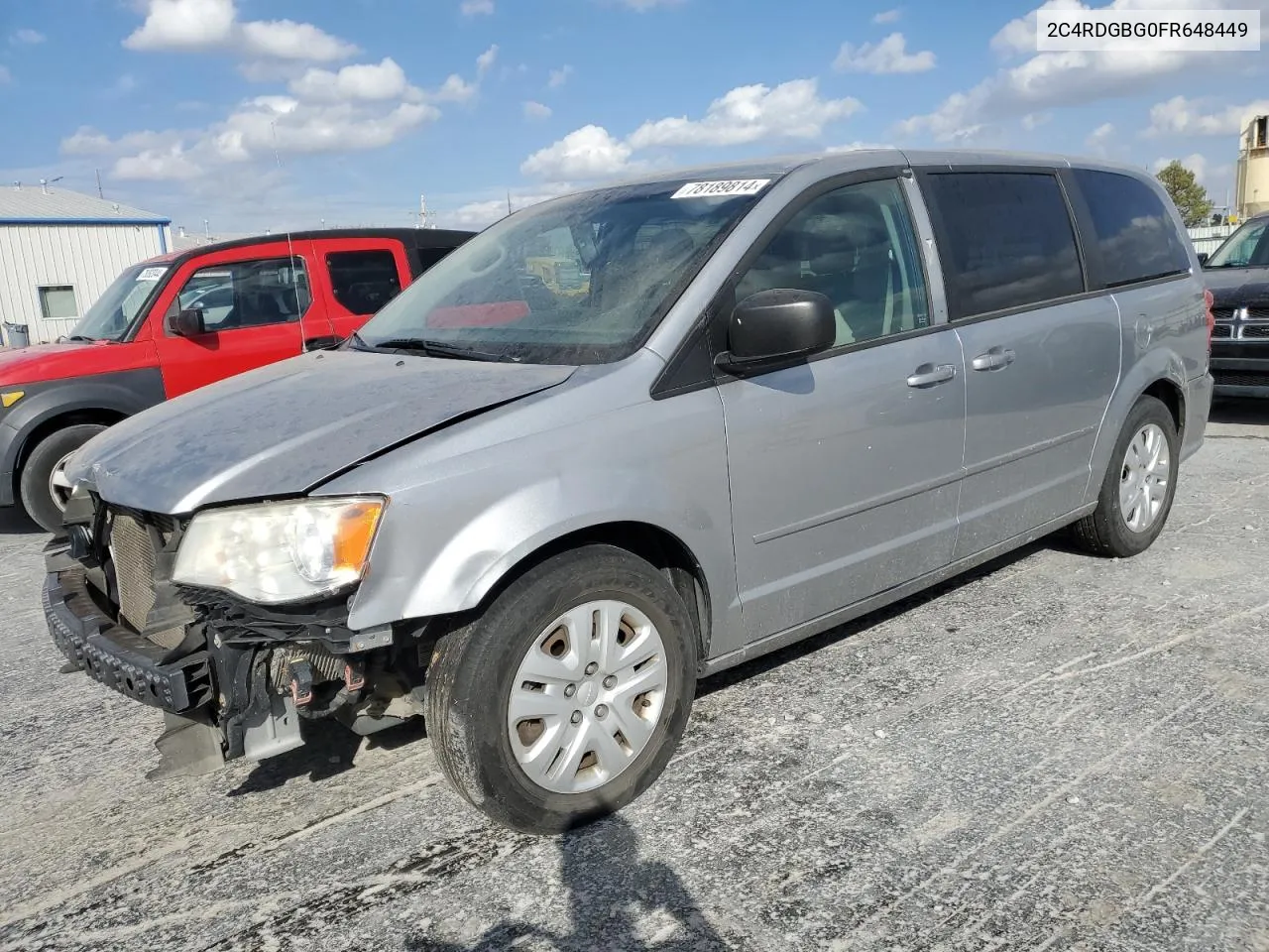 2015 Dodge Grand Caravan Se VIN: 2C4RDGBG0FR648449 Lot: 78189814