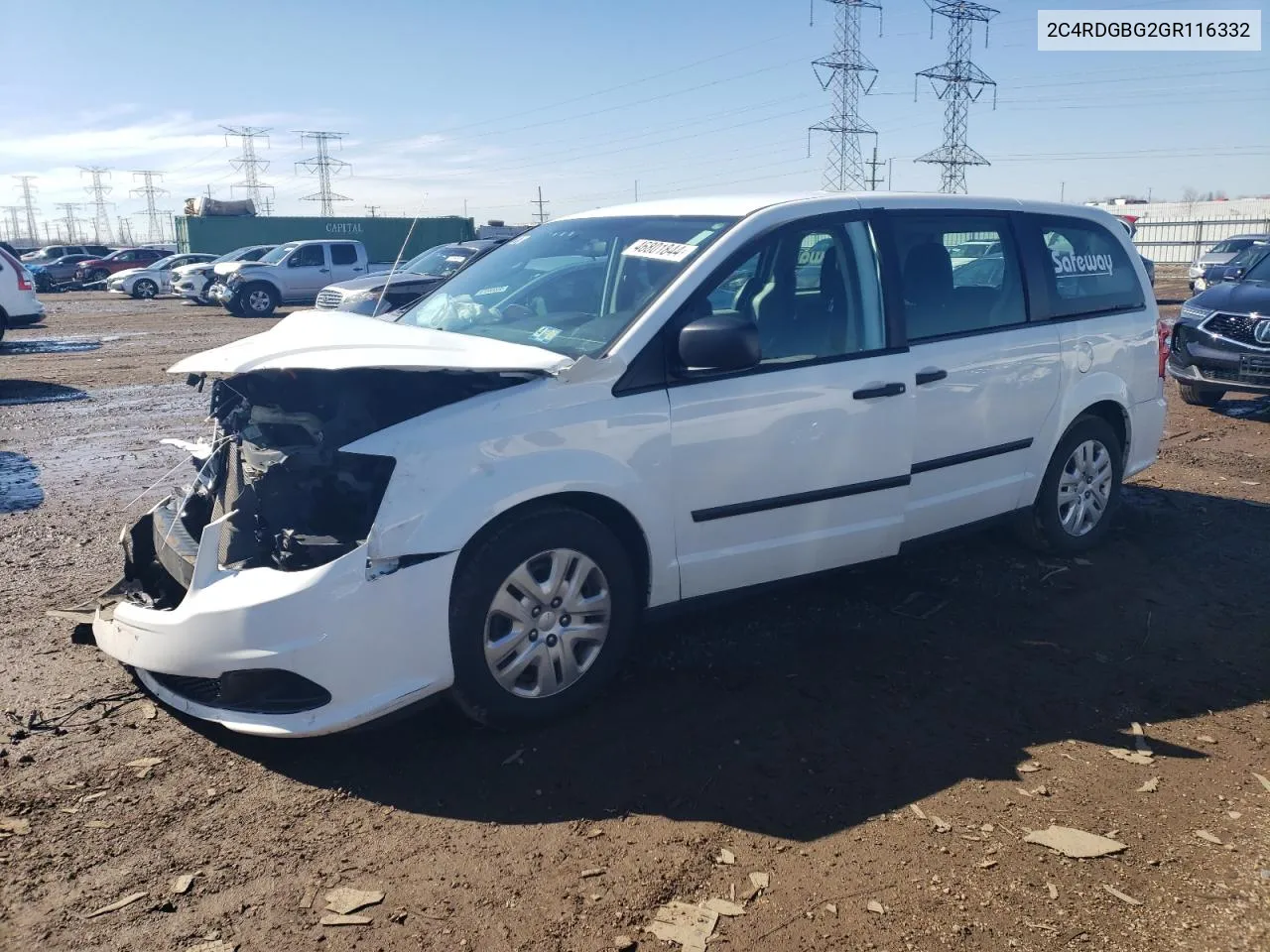 2016 Dodge Grand Caravan Se VIN: 2C4RDGBG2GR116332 Lot: 46801844