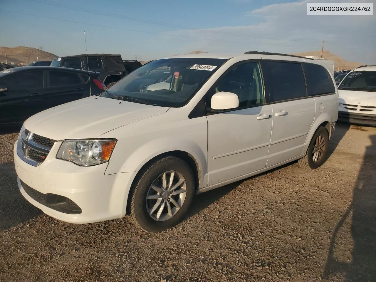 2016 Dodge Grand Caravan Sxt VIN: 2C4RDGCGXGR224762 Lot: 59949494