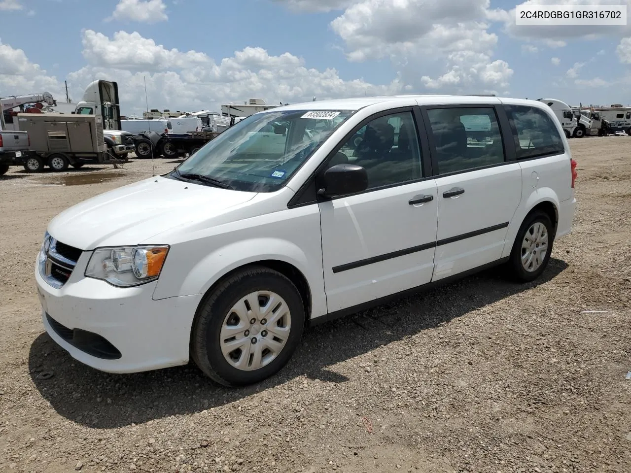 2016 Dodge Grand Caravan Se VIN: 2C4RDGBG1GR316702 Lot: 63502834