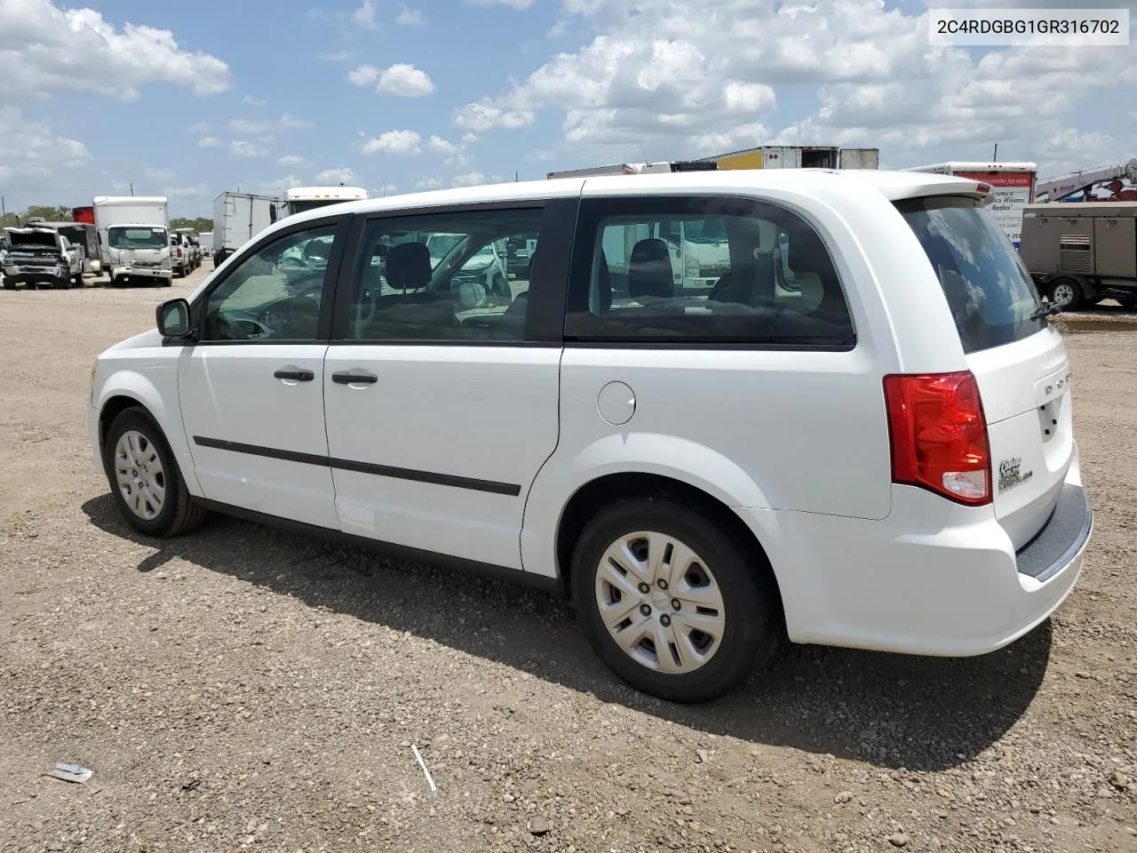 2016 Dodge Grand Caravan Se VIN: 2C4RDGBG1GR316702 Lot: 63502834