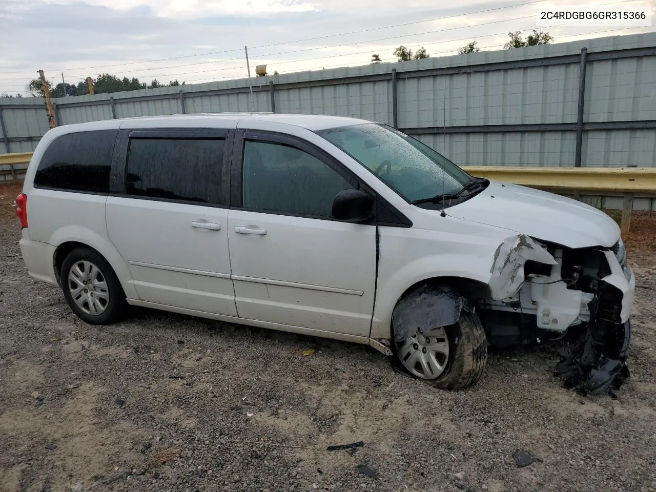 2C4RDGBG6GR315366 2016 Dodge Grand Caravan Se