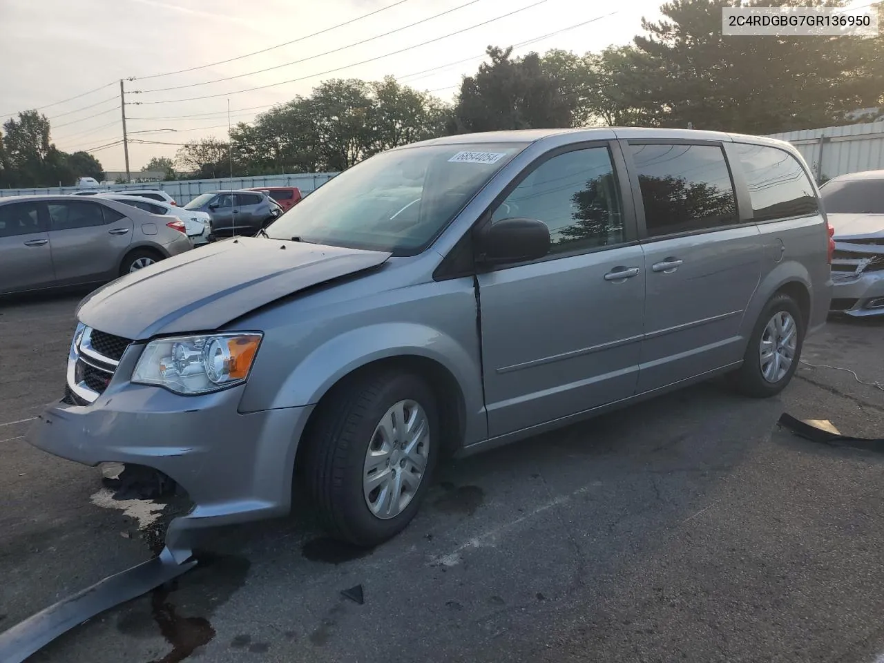 2016 Dodge Grand Caravan Se VIN: 2C4RDGBG7GR136950 Lot: 68544054