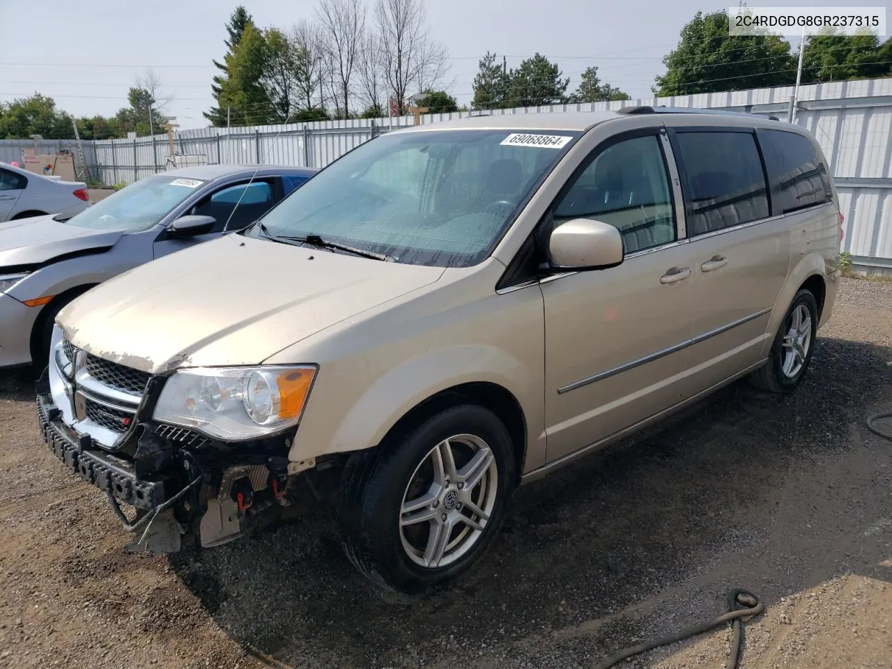 2016 Dodge Grand Caravan Crew VIN: 2C4RDGDG8GR237315 Lot: 69068864