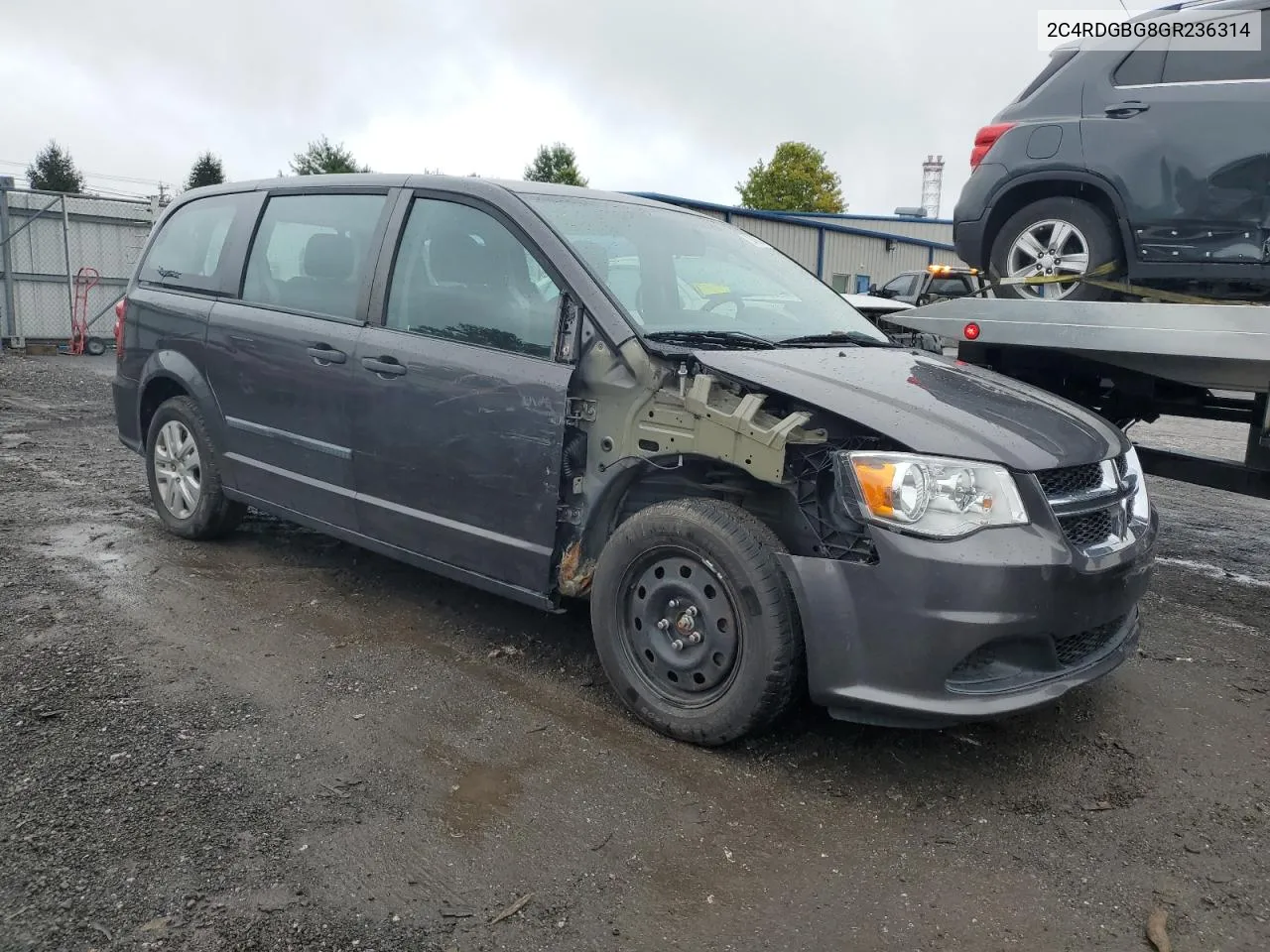 2016 Dodge Grand Caravan Se VIN: 2C4RDGBG8GR236314 Lot: 72546684