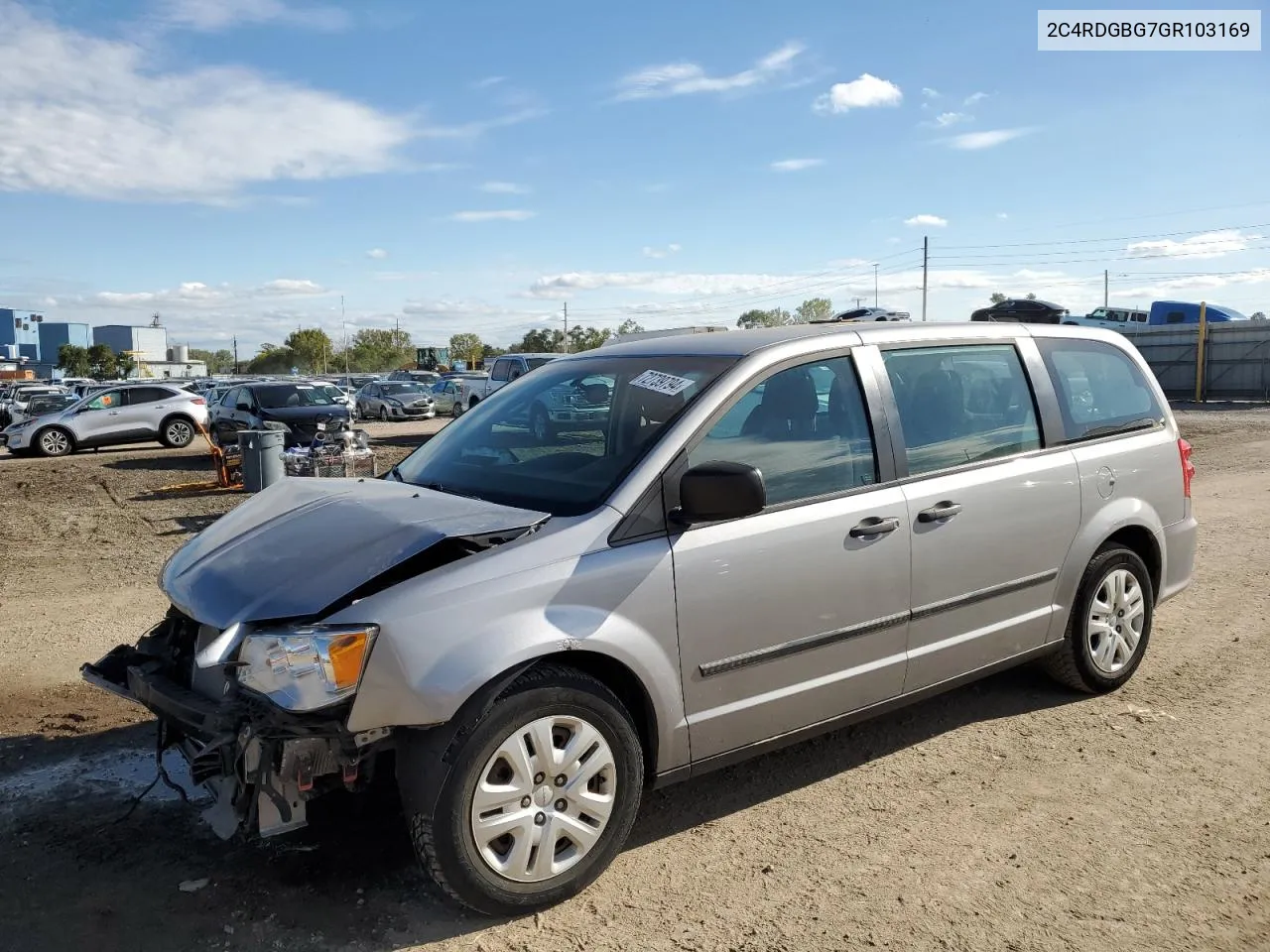 2016 Dodge Grand Caravan Se VIN: 2C4RDGBG7GR103169 Lot: 72739794