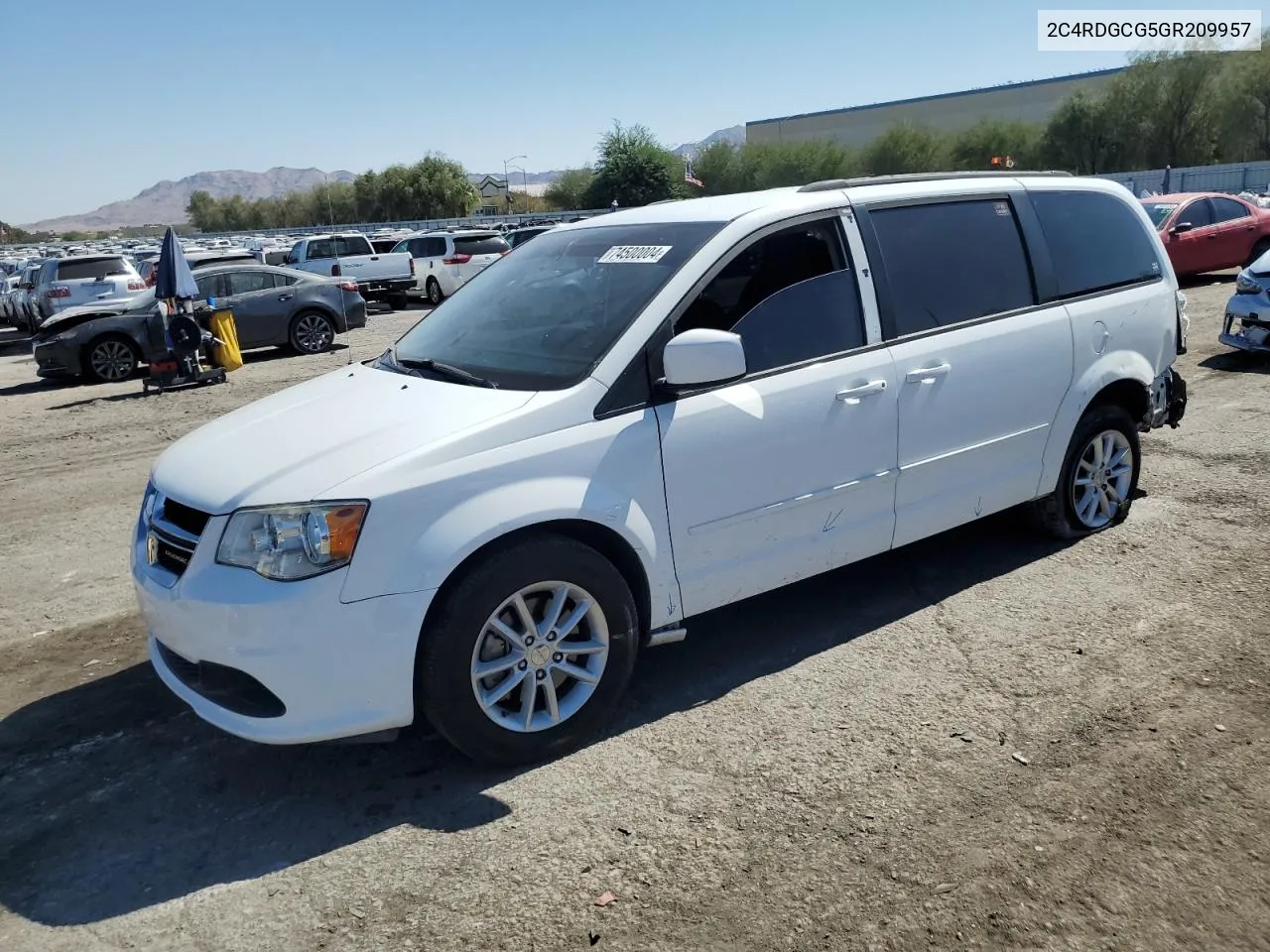 2016 Dodge Grand Caravan Sxt VIN: 2C4RDGCG5GR209957 Lot: 74500004