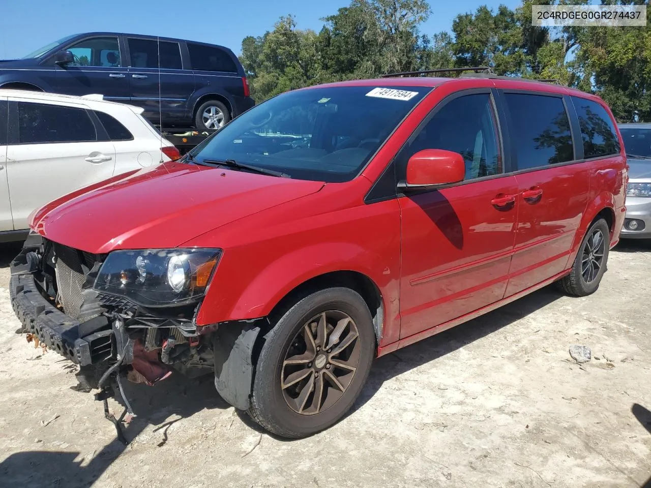 2016 Dodge Grand Caravan R/T VIN: 2C4RDGEG0GR274437 Lot: 74917594