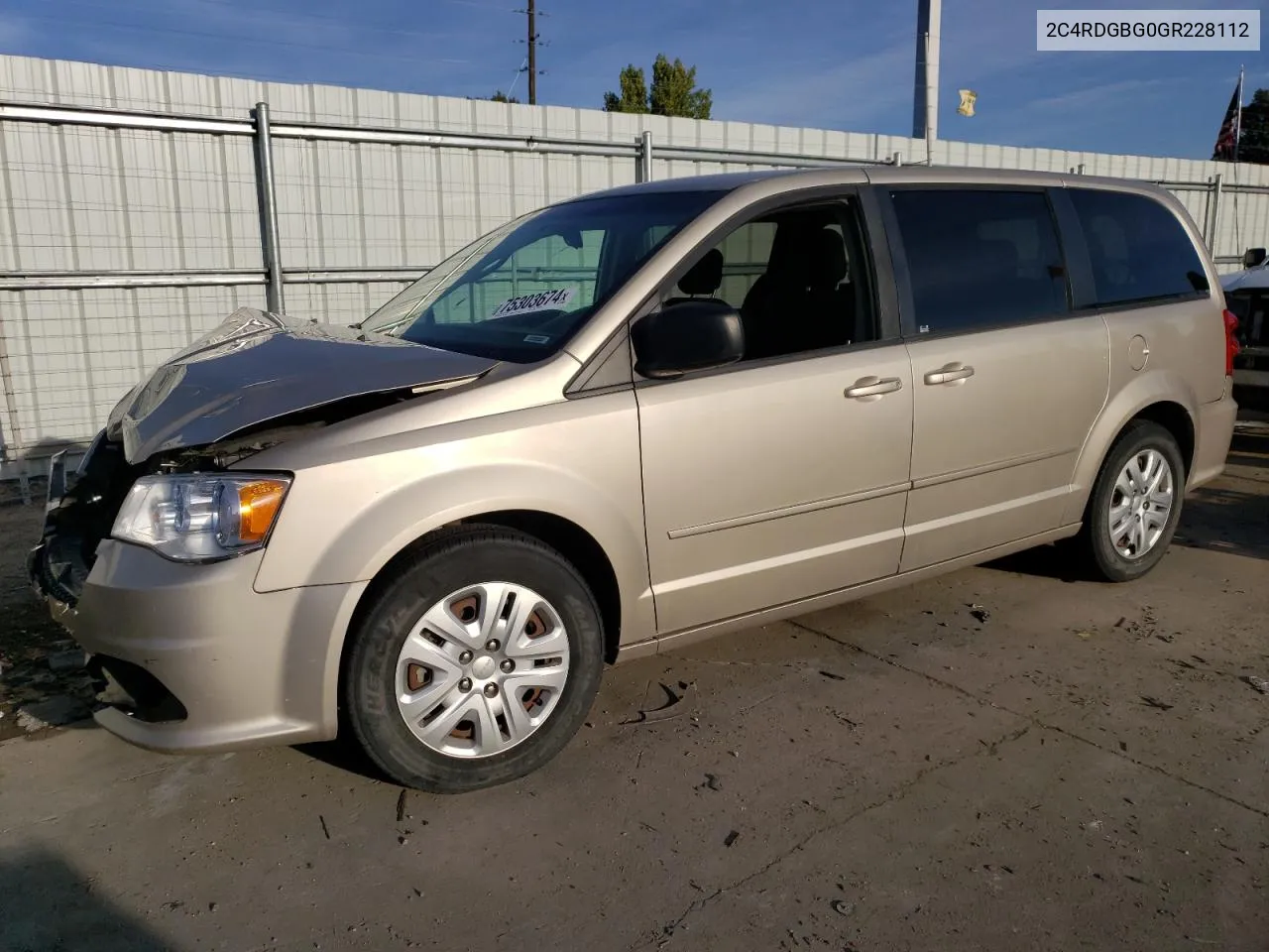 2016 Dodge Grand Caravan Se VIN: 2C4RDGBG0GR228112 Lot: 75303674