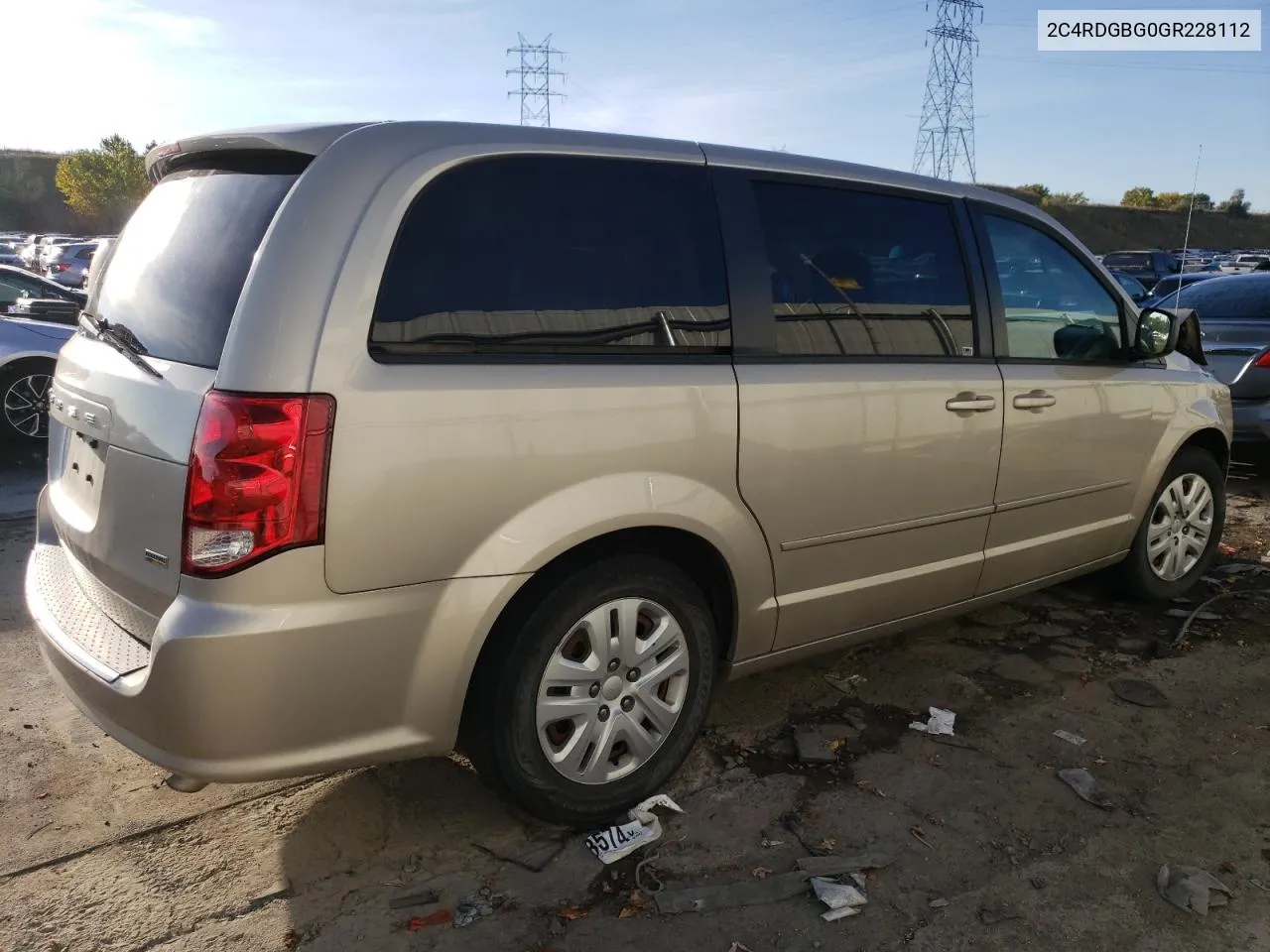 2016 Dodge Grand Caravan Se VIN: 2C4RDGBG0GR228112 Lot: 75303674