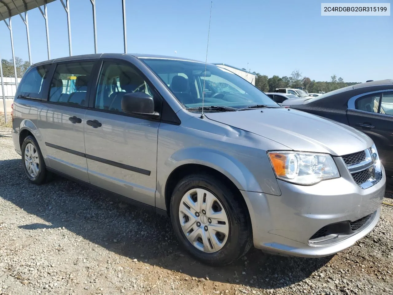 2016 Dodge Grand Caravan Se VIN: 2C4RDGBG2GR315199 Lot: 76139074