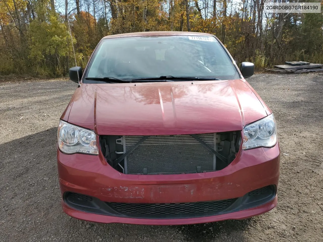 2016 Dodge Grand Caravan Se VIN: 2C4RDGBG7GR184190 Lot: 77158124