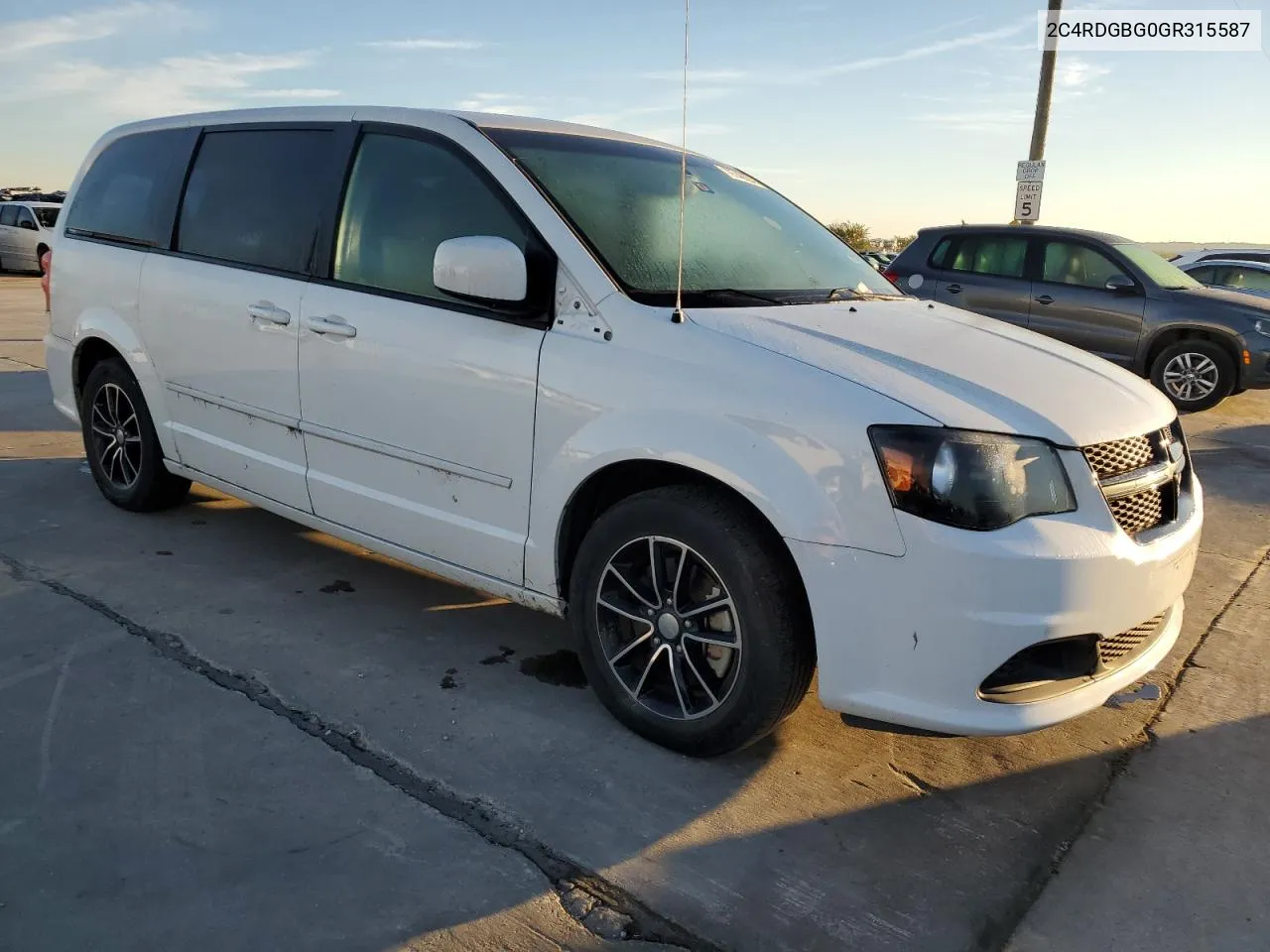 2016 Dodge Grand Caravan Se VIN: 2C4RDGBG0GR315587 Lot: 79746694