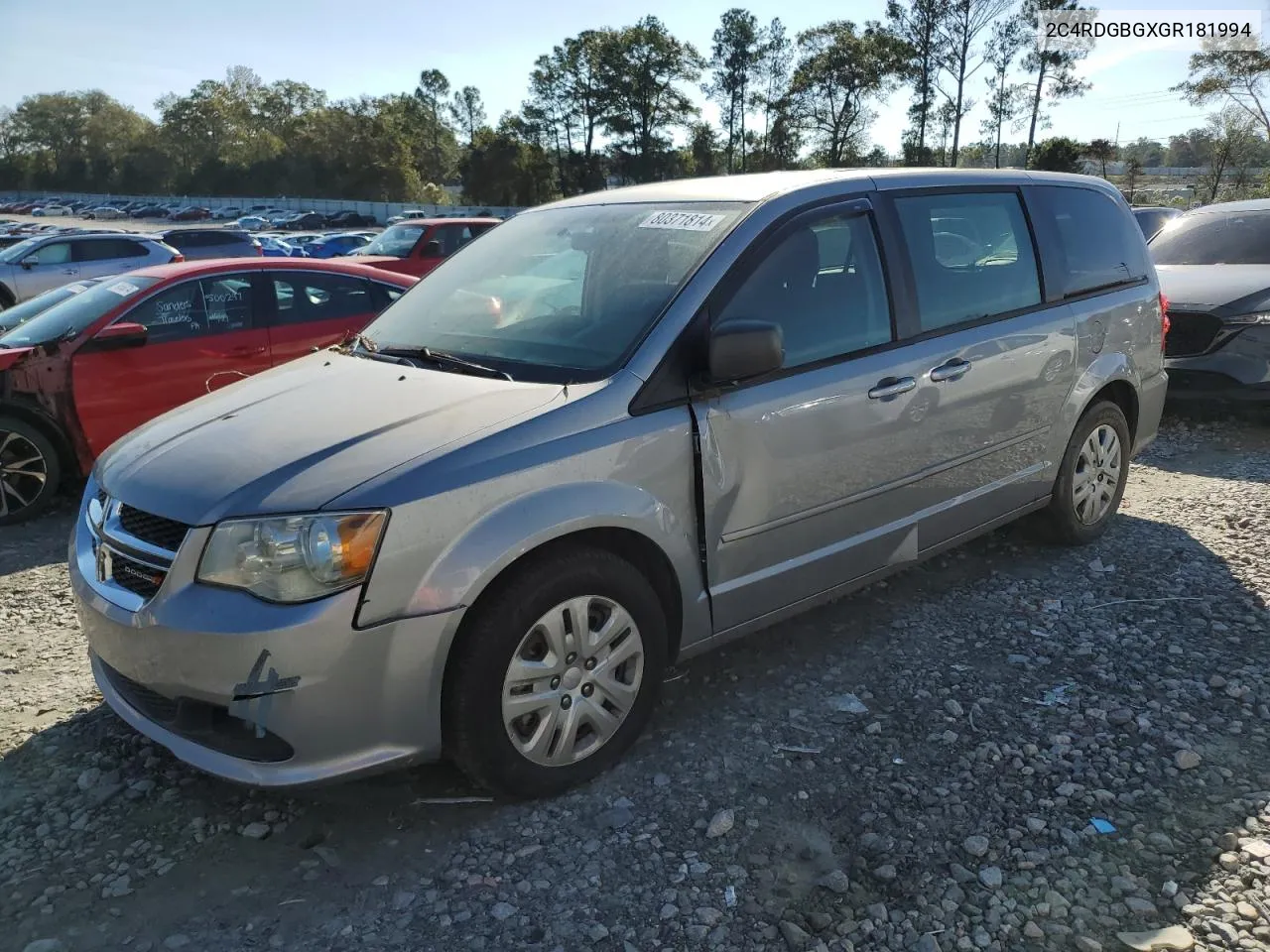 2016 Dodge Grand Caravan Se VIN: 2C4RDGBGXGR181994 Lot: 80371814