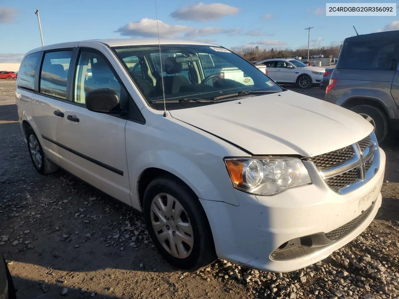 2016 Dodge Grand Caravan Se VIN: 2C4RDGBG2GR356092 Lot: 80394694