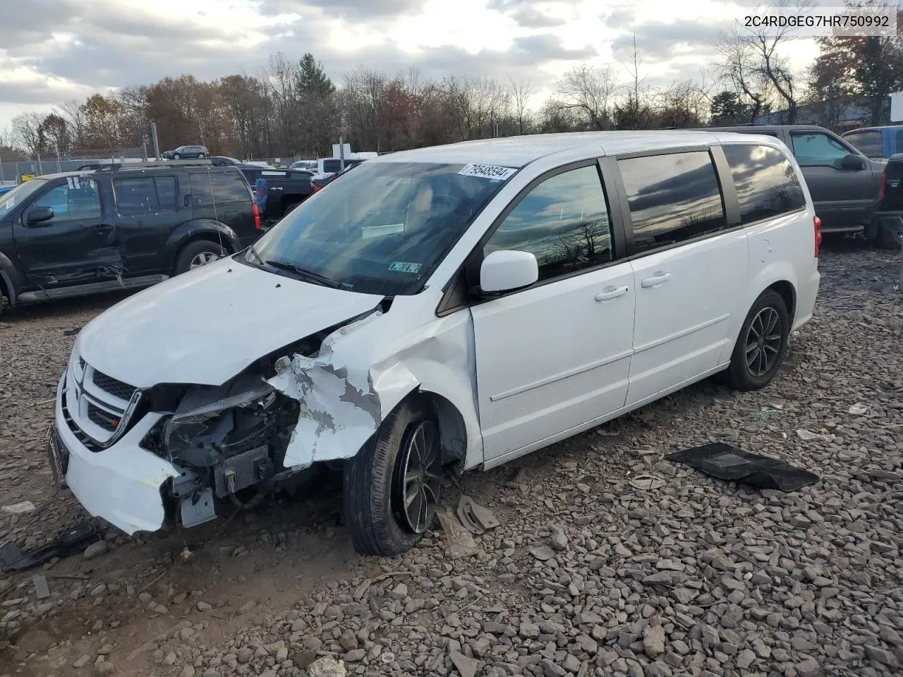 2017 Dodge Grand Caravan Gt VIN: 2C4RDGEG7HR750992 Lot: 79548594