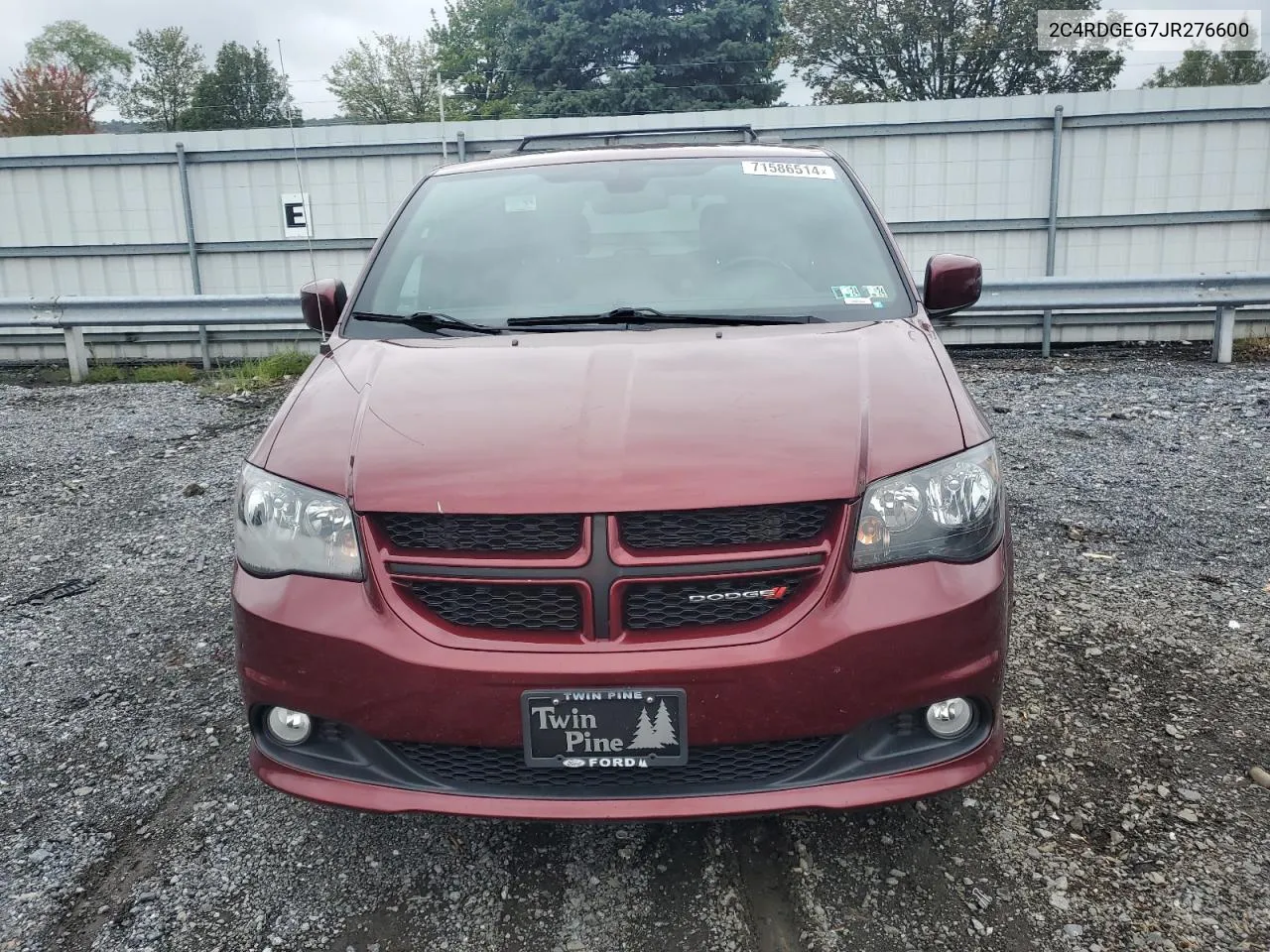 2018 Dodge Grand Caravan Gt VIN: 2C4RDGEG7JR276600 Lot: 71586514