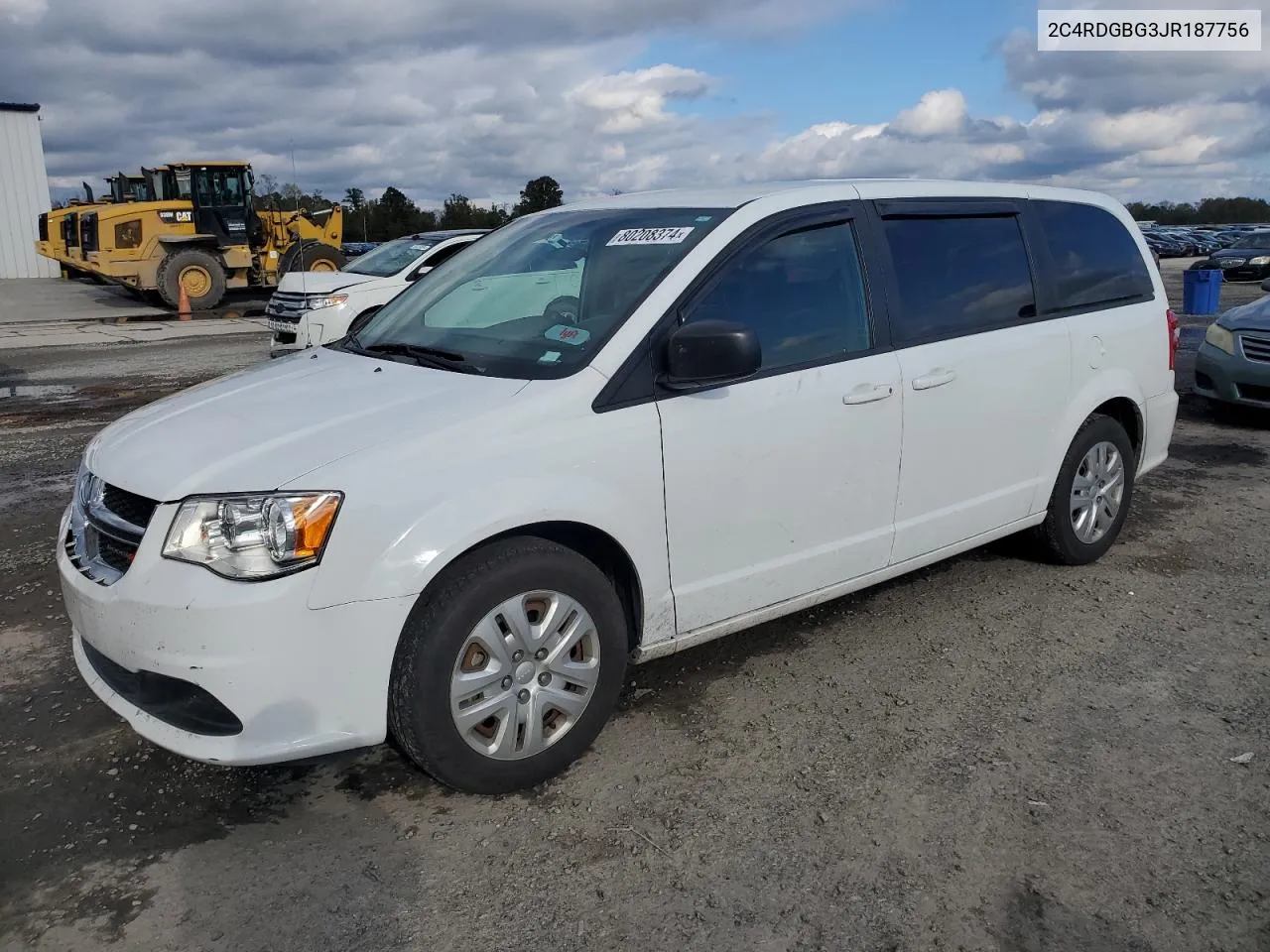 2018 Dodge Grand Caravan Se VIN: 2C4RDGBG3JR187756 Lot: 80208374