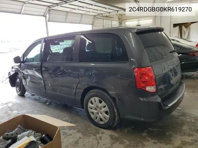 2019 Dodge Grand Caravan Se VIN: 2C4RDGBG0KR619270 Lot: 52565704