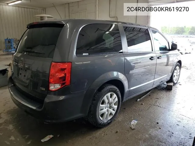 2019 Dodge Grand Caravan Se VIN: 2C4RDGBG0KR619270 Lot: 52565704