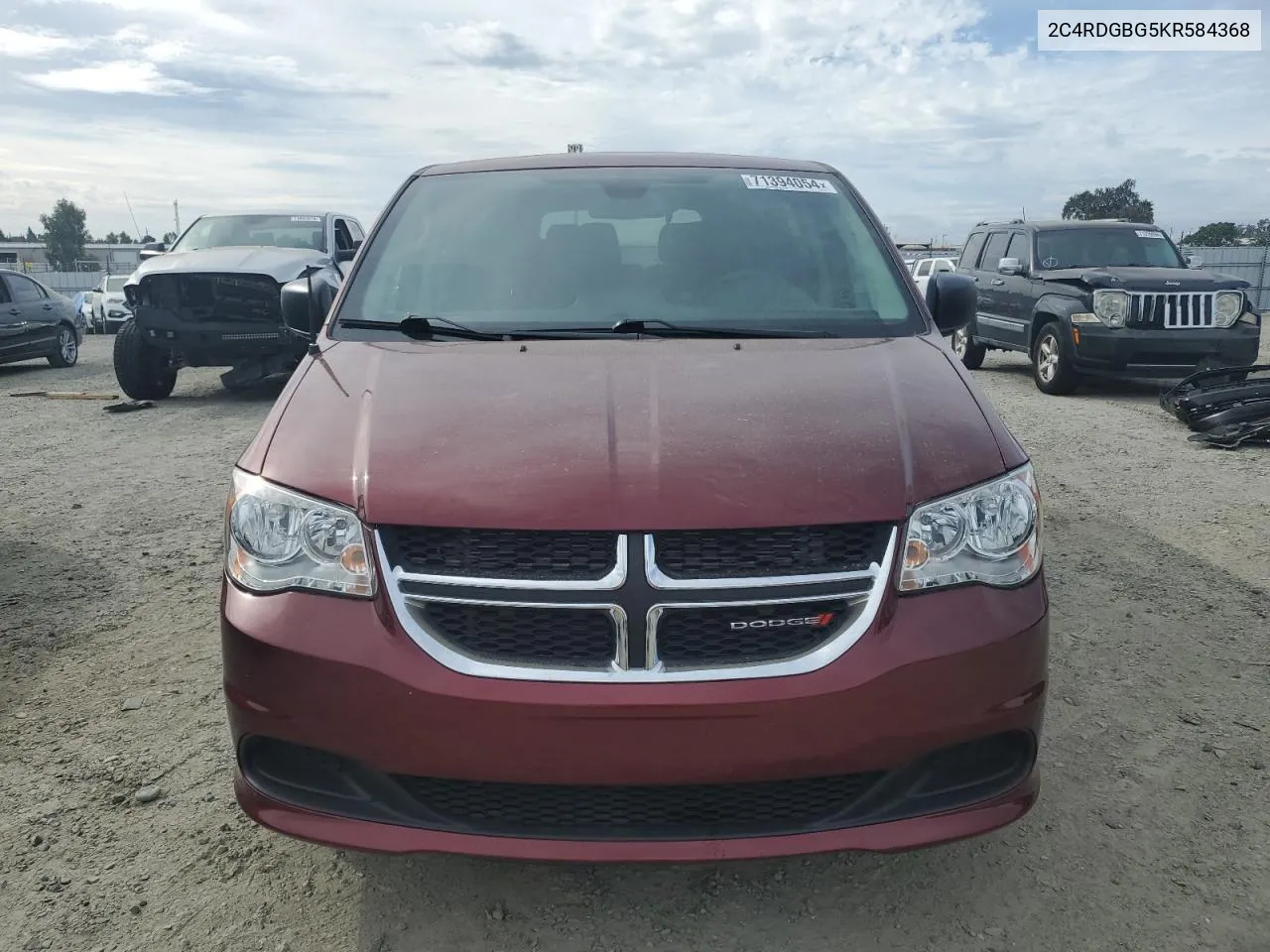 2019 Dodge Grand Caravan Se VIN: 2C4RDGBG5KR584368 Lot: 71394054