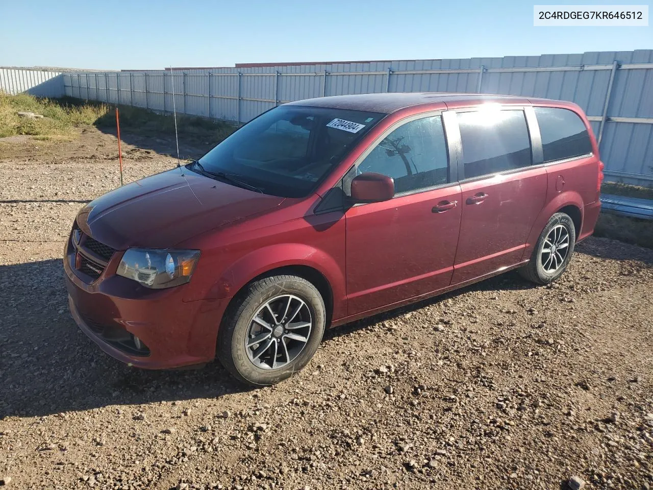 2019 Dodge Grand Caravan Gt VIN: 2C4RDGEG7KR646512 Lot: 72044904