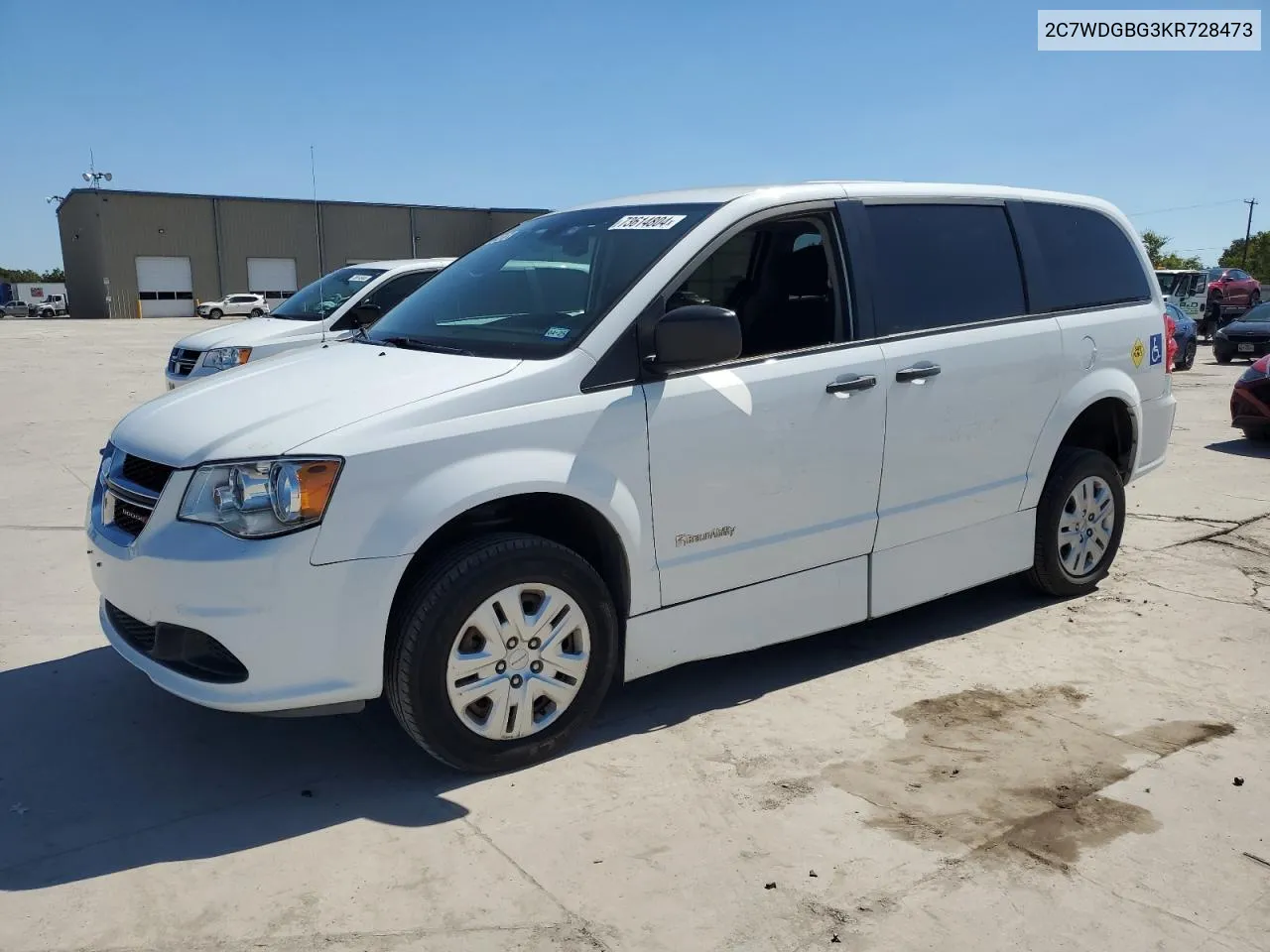 2019 Dodge Grand Caravan Se VIN: 2C7WDGBG3KR728473 Lot: 73614804