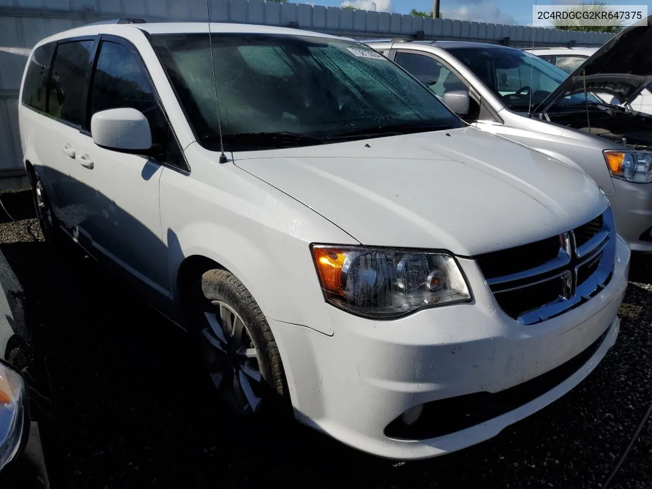 2019 Dodge Grand Caravan Sxt VIN: 2C4RDGCG2KR647375 Lot: 73813084