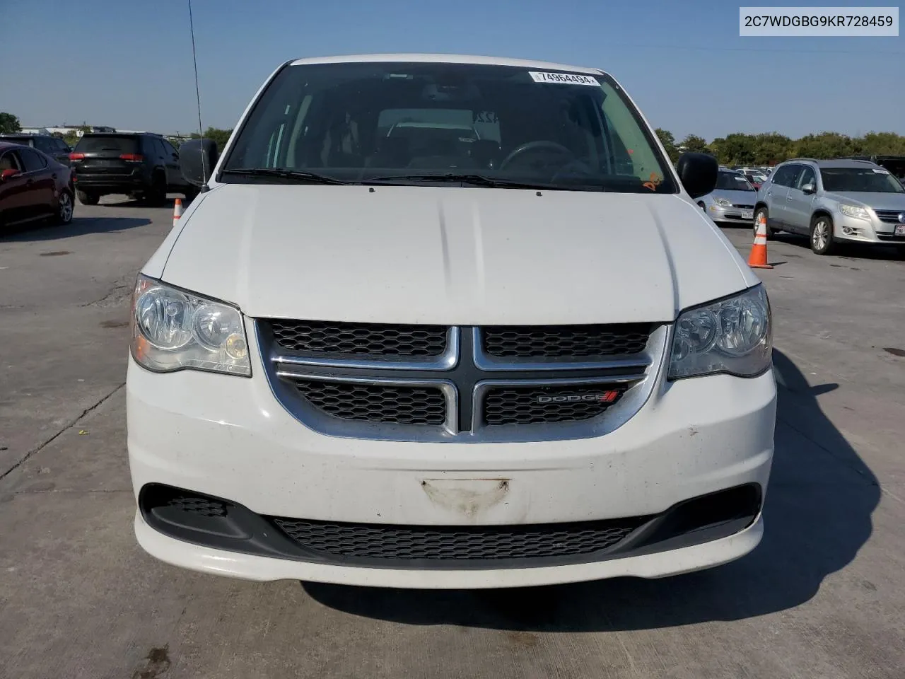 2019 Dodge Grand Caravan Se VIN: 2C7WDGBG9KR728459 Lot: 74964494