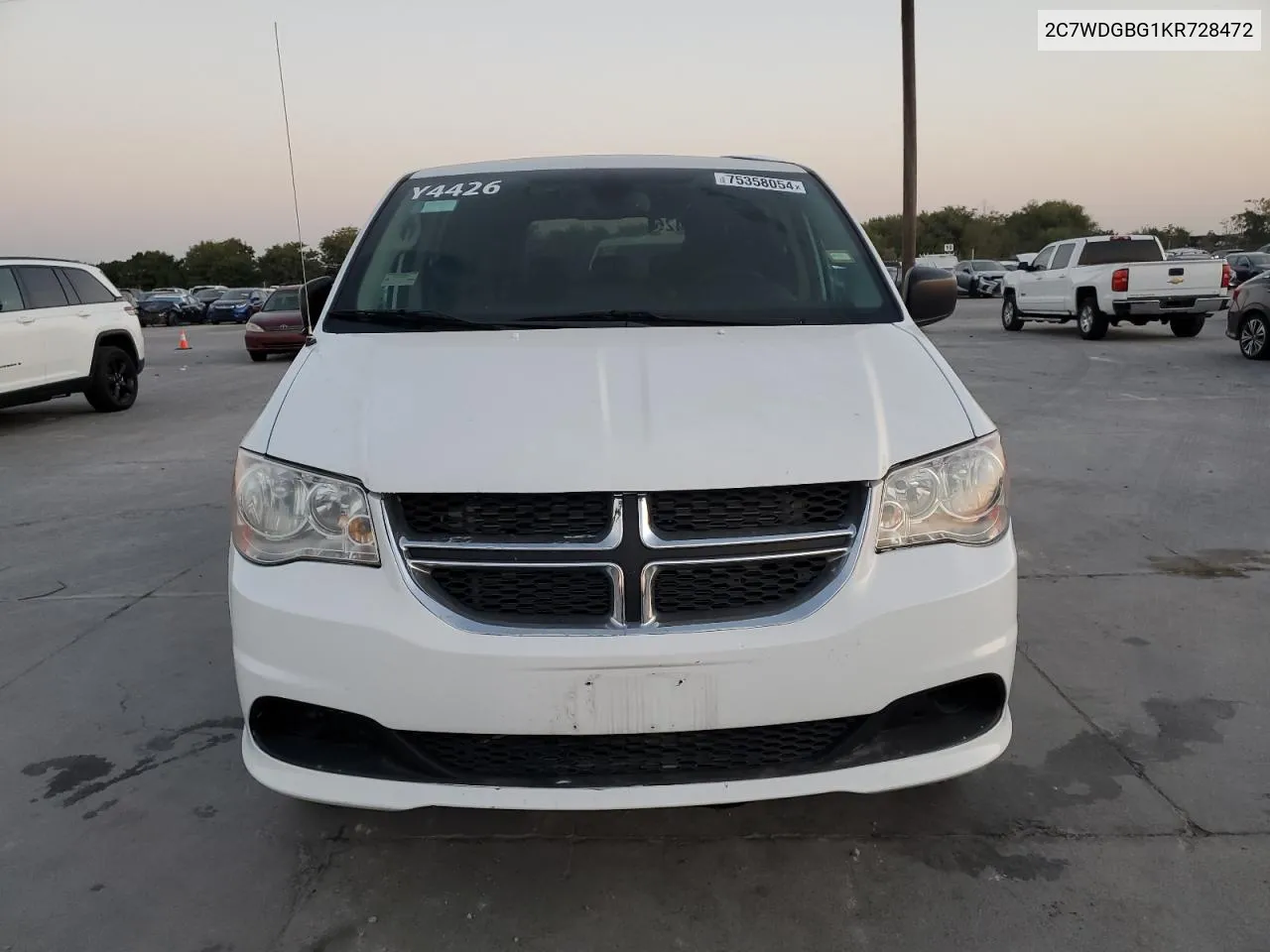 2019 Dodge Grand Caravan Se VIN: 2C7WDGBG1KR728472 Lot: 75358054