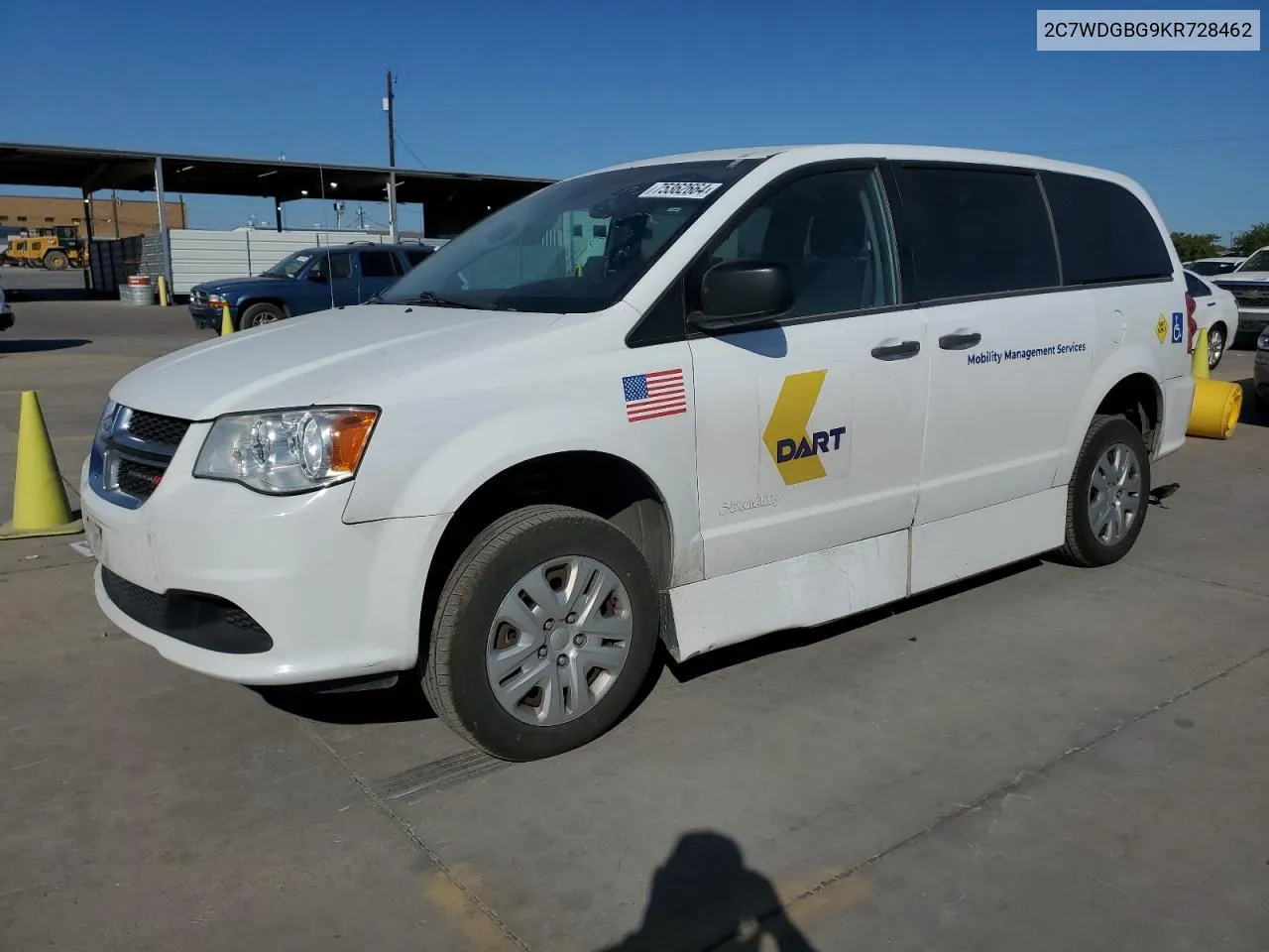 2019 Dodge Grand Caravan Se VIN: 2C7WDGBG9KR728462 Lot: 75362664