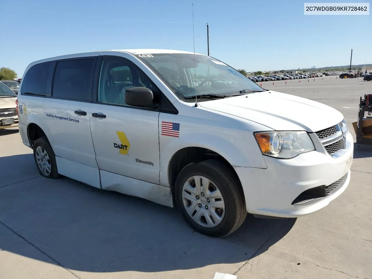 2019 Dodge Grand Caravan Se VIN: 2C7WDGBG9KR728462 Lot: 75362664